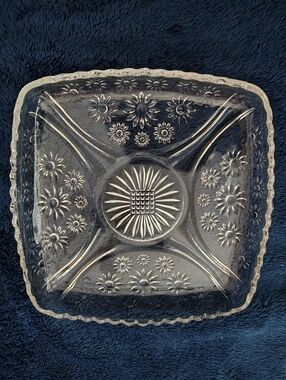Vintage Clear Glass Square Dish